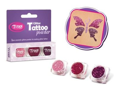 TyToo, tatuaże zestaw brokatów, różowy, czerwony i fioletowy, 3 kolory