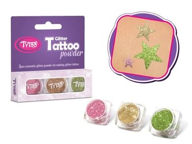 TyToo, tatuaże zestaw brokatów, złoty, różowy i zielony, 3 kolory