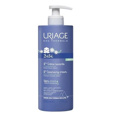 Uriage, Bebe 1st Cleansing Cream, pieniący się krem do kąpieli dla dzieci, 500 ml