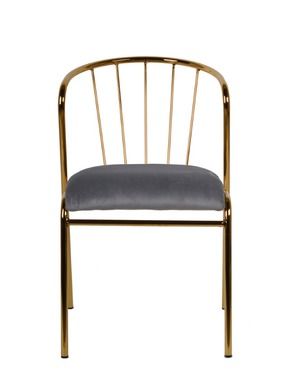 Welurowe krzesło z metalowym oparciem, szare, 540-570-710 cm