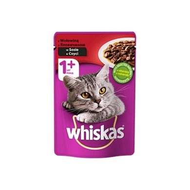 Whiskas, Adult, karma mokra dla kota, Wołowina w sosie, saszetka, 100 g