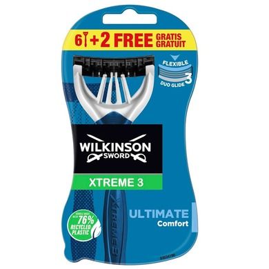 Wilkinson, Xtreme3 Ultimate Plus, jednorazowe maszynki do golenia dla mężczyzn, 8 szt.