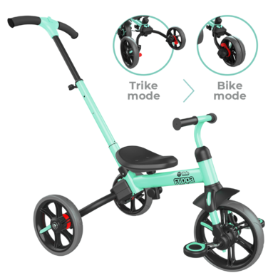 Yvolution, YVelo, Flippa, ewolucyjny rower biegowy 4w1, zielony