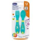 Chicco, pierwsze sztućce plastikowe, zielone, 12m+