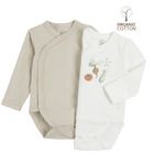 Cool Club, Body chłopięce z długim rękawem, bawełna organiczna, beżowe, ecru, zestaw, 2 szt.