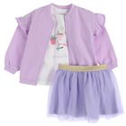 Cool Club, Komplet dziewczęcy, Bluza, T-shirt, Spódnica, ecru, fioletowy