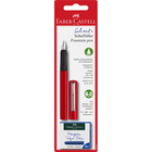 Faber-Castell, pióro wieczne szkolne + 6 naboi, czerwone