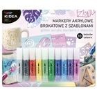 Kidea, markery akrylowe z szablonami, brokatowe, 10 kolorów