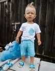 Komplet chłopięcy, T-shirt, Szorty, biało-turkusowy, Nicol