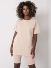 Komplet damski, T-shirt, Szorty, beżowy, Basic Feel Good