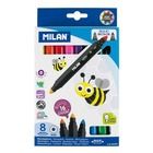 Milan, flamastry Maxi Bicolor, dwustronne, 16 kolorów, 8 szt.
