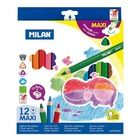 Milan, kredki, Maxi, trójkątne, 12 kolorów