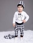 Spodnie dresowe niemowlęce, biało-czarne, kratka, Nicol