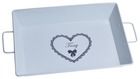Tacka metal kremowa z sercem, 36.5-27-5 cm
