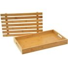 Tadar, drewniana deska do krojenia pieczywa 2w1, bambusowa, z tacą, 38-23-4 cm