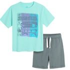 Cool Club, Komplet chłopięcy, T-shirt, Szorty, turkusowy, niebieski