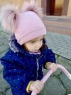Czapka dziewczęca z pomponami, różowa, Iltom