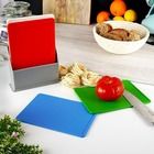 Excellent Houseware, deski do krojenia w stojaku, kolorowe plastikowe, 4 szt.