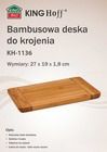 Kinghoff, bambusowa deska kuchenna, 27-19 cm, KH-1136