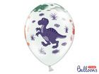 PartyDeco, balony lateksowe, dinozaury, białe, 30 cm, 6 szt.
