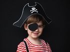 PartyDeco, Pirackie Party, czapka pirata z opaską na oko, 14 cm