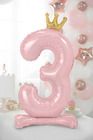 PartyDeco, stojący balon foliowy, cyfra "3", 84 cm, jasny różowy, 1 szt.