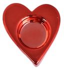 Świecznik ceramiczny, serce czerwone, 9,5-8-3 cm