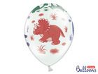 PartyDeco, balony lateksowe, dinozaury, białe, 30 cm, 6 szt.