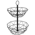 Vilde, koszyk na owoce i warzywa, metalowy, czarny, 2-poziomowy loft, 43 cm