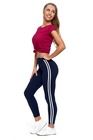 Legginsy damskie, granatowe, lampasy, Moraj