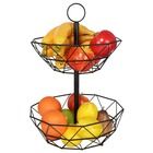 Vilde, koszyk na owoce i warzywa, metalowy, czarny, 2-poziomowy loft, 43 cm