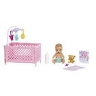 Barbie, Opiekunka, Usypianie maluszka, zestaw z lalką Skipper i bobasem, fioletowe pasemka