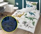 Dino, fluo, 2-częściowy komplet pościeli świecącej w ciemności, 160-200 cm