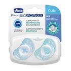 Chicco, PhysioForma Air, smoczek uspokajający, silikonowy, niebieski, 0-6m, 2 szt.