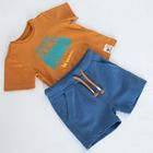 Cool Club, Komplet chłopięcy, T-shirt, Szorty, brązowo-niebieski