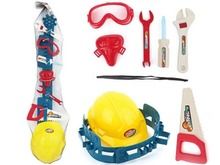Adar, zestaw narzędzi, kask, pas na narzędzia, maska, 2x klucz, gogle, śrubokręt, piła