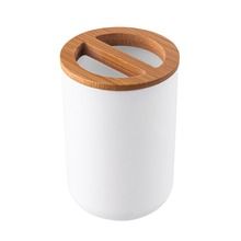 Altom Design, plastikowy kubek na szczoteczki, z bambusem, 7-7-10,5 cm