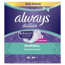 Always, Dailies, Normal Fresh & Protect, wkładki higieniczne, 58 szt.