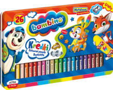 Bambino, kredki w oprawie drewnianej 26 kolorów + temperówka, pudełko metalowe