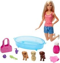 Barbie, Kąpiel piesków, zestaw z lalką i akcesoriami