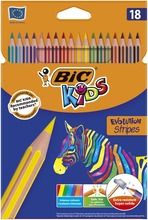 Bic Kids, Eco Evolution Stripes, kredki, 18 kolorów