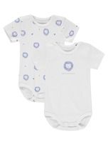 Body chłopięce z krótkim rękawem, bawełna organiczna, białe, lwy, zestaw, 2 szt., Bellybutton