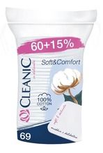 Cleanic, Soft & Comfort, kwadratowe, płatki kosmetyczne, 69 szt. (60+15%)
