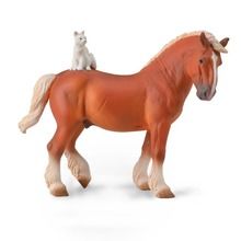Collecta, Koń Draft Horse z kotem na grzbiecie, figurka