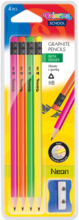 Colorino School, ołówki trójkątne z gumką z temperówką, neon