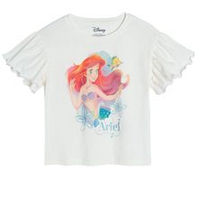 Cool Club, Bluzka dziewczęca z krótkim rękawem, ecru, Ariel, Księżniczki Disneya