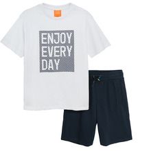 Cool Club, Komplet chłopięcy, T-shirt, Szorty, biało-granatowy