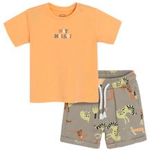 Cool Club, Komplet chłopięcy, T-shirt, Szorty, pomarańczowo-szary