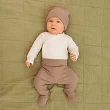 Cool Club, Komplet niemowlęcy, Body z długim rękawem, Półśpiochy, Czapka, bawełna organiczna, ecru, brązowy