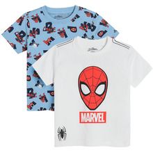 Cool Club, T-shirt chłopięcy, biały, niebieski, Spider-Man, zestaw, 2 szt.